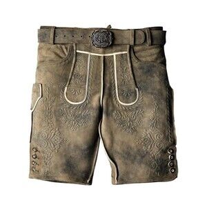 AlpsOak Lederhosen Men’s US Sz 40 100% Genuine Leather German Oktoberfest Shorts